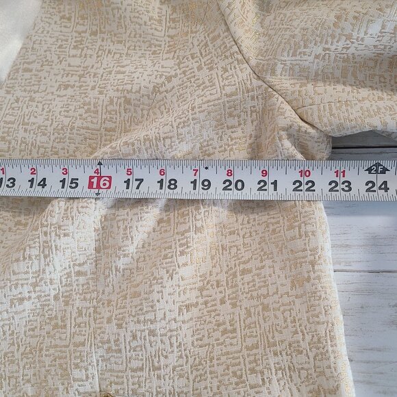 Peter Nygard Egyptian Cotton Blend Blazer Ivory Metallic Gold 16 NEW Classic - Picture 6 of 10